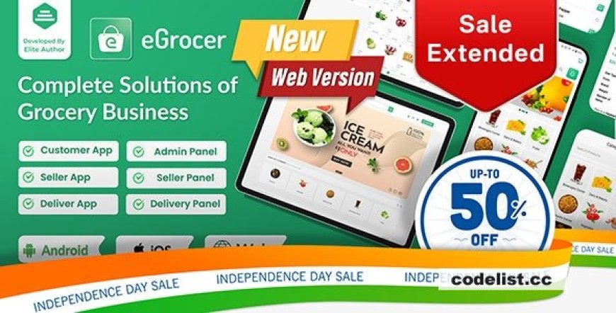 eGrocer v2.0.7 - Online Multi Vendor Grocery Store, eCommerce Marketplace Flutter Full App with Admin Panel - nulled