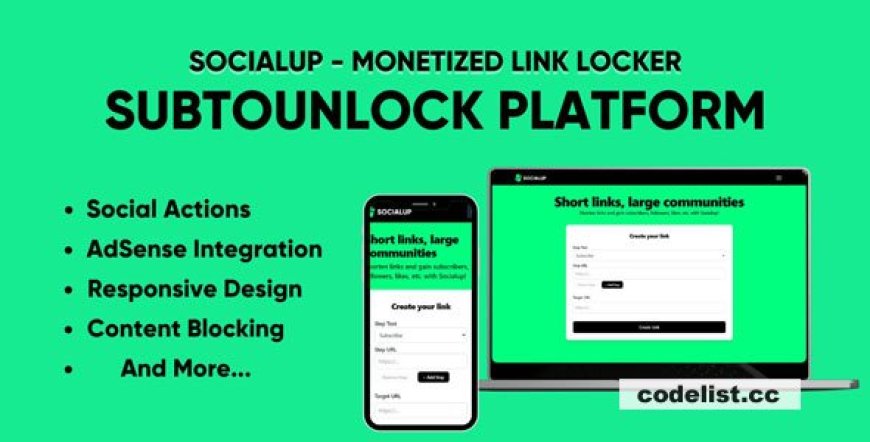 SocialUp v1.0 - Monetized Social Unlock Link