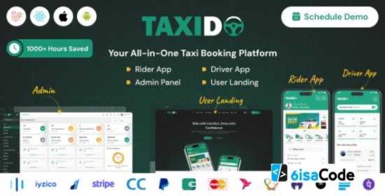 Taxido – Uber, Grab & InDrive Clone | Full Taxi Booking App Solution with Laravel & React Native – Released 14 June 2025