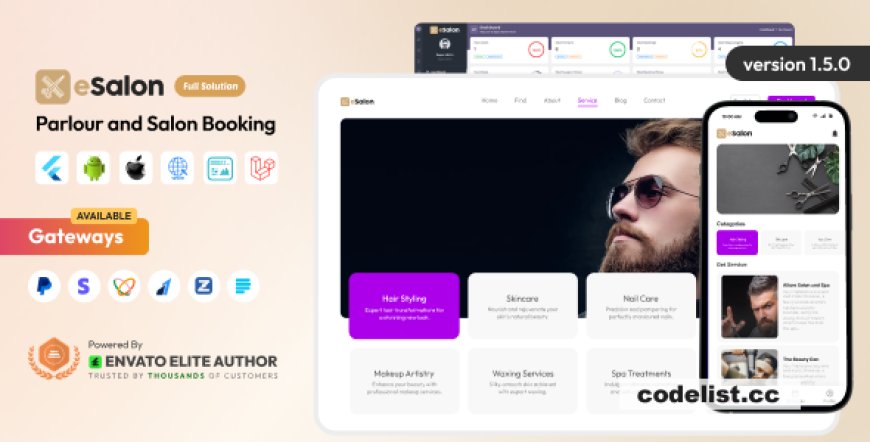 eSalon v1.5.0 - Parlour and Salon Booking Full Solution