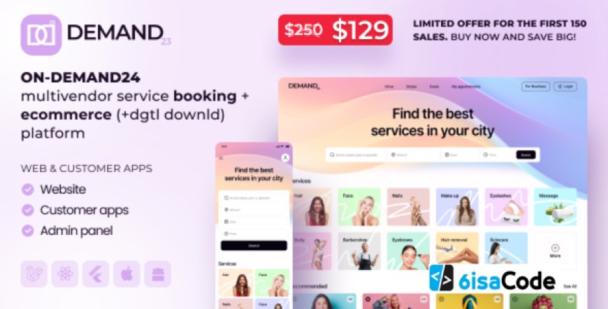 On-Demand24 – Multivendor Service Booking + eCommerce + Digital Downloads | Launch Date: 1 July 2025 - nulled