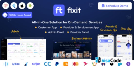 Fixit v1.0.12 - Multi Vendor Handyman & Home Service Flutter App with Admin Panel (Complete Solution)