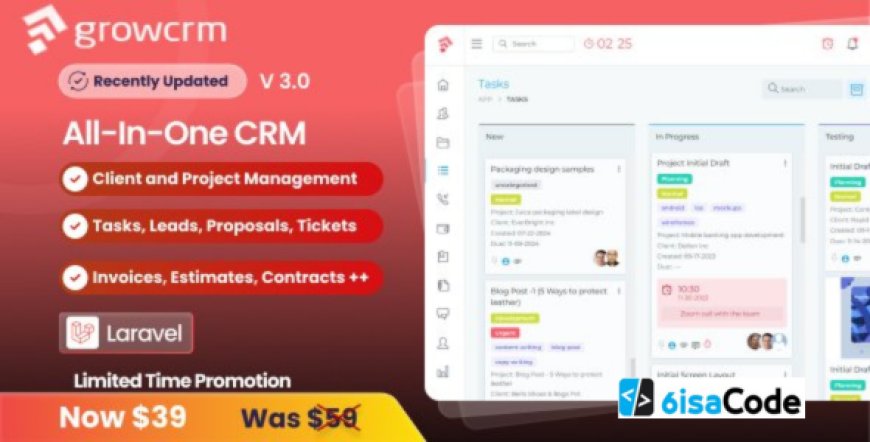 Grow CRM v3.0 - Laravel Project Management Software - nulled
