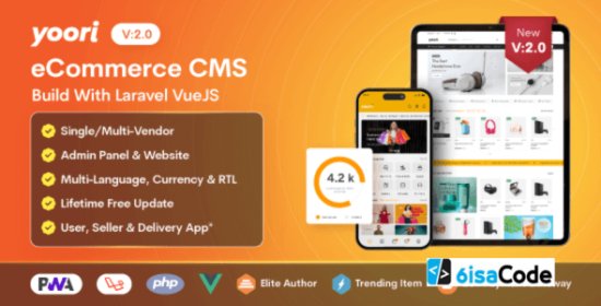 YOORI eCommerce v2.0 – Multi-Vendor PWA Marketplace CMS
