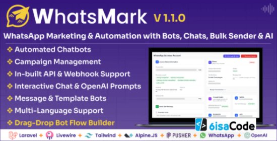 WhatsMark v1.1.0 - Powerful WhatsApp Marketing and Automation Platform with AI & Bulk Sender