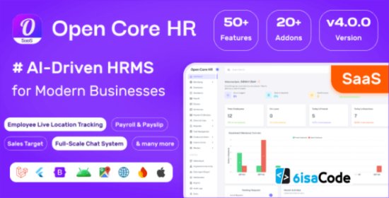 Open Core HR SaaS HRMS Platform v4.2.1 – Powerful AI, GPS Tracking & Attendance Solution