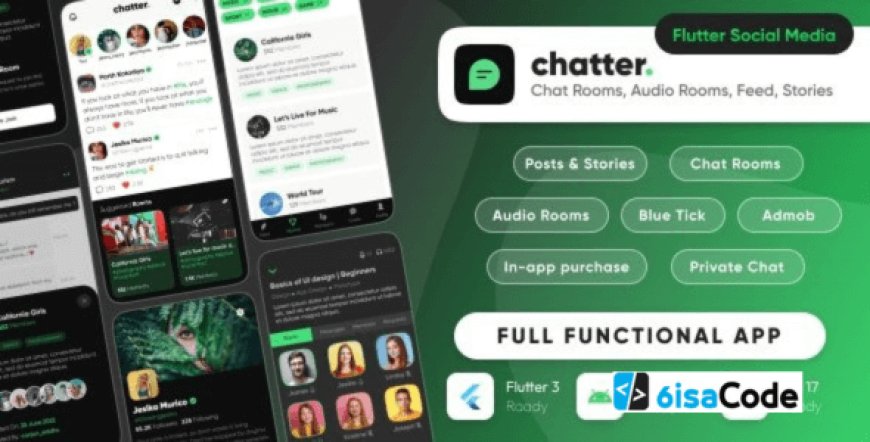 Chatter – Social Media App with Chat Rooms, Stories, Audio Rooms (Flutter + Laravel)