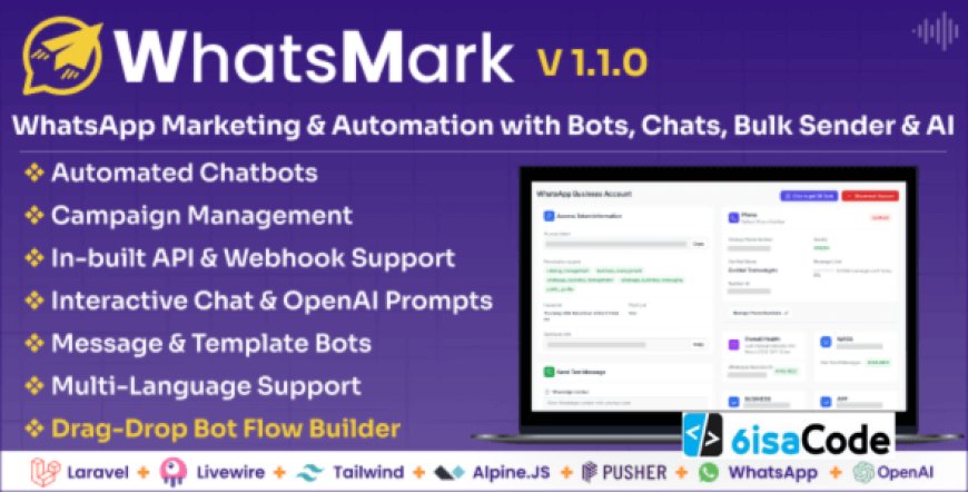 WhatsMark v1.1.0 - Powerful WhatsApp Marketing and Automation Platform with AI & Bulk Sender