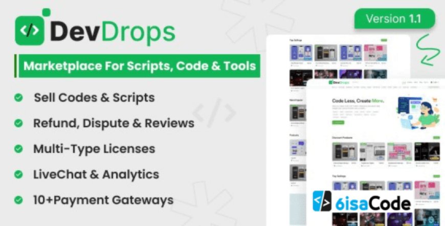 DevDrops Code Marketplace Platform 1.1.0 – Powerful Modern Marketplace for Scripts, Code & Tools