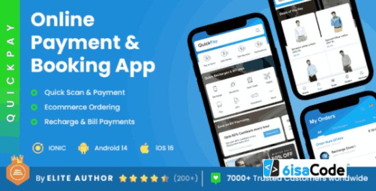 QuickPay Online Bill Payment App v5.1 – Powerful 2 App Template for Recharge, Payments & Booking