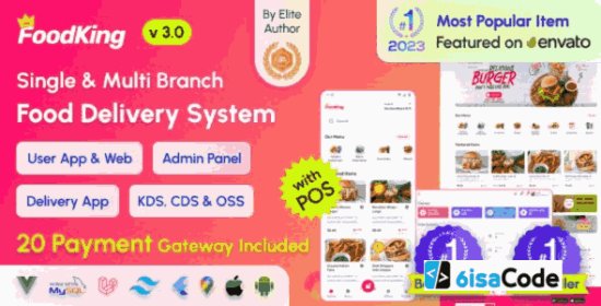 Restaurant Food Delivery System – FoodKing v3.7 – Powerful Admin Panel & Delivery Man App – Restaurant POS