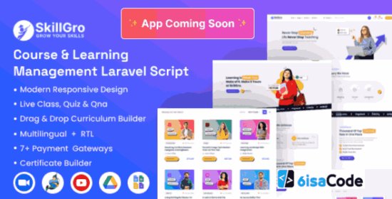LMS for Training Companies – SkillGro v2.7.0: Powerful Course & Learning Management System Laravel Script (LMS)