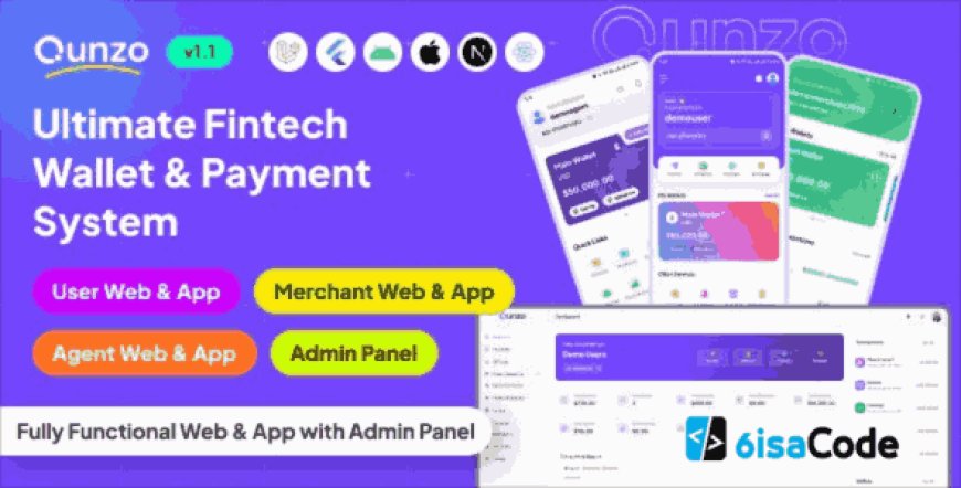 Powerful Fintech Wallet App Software – Qunzo v1.1 Fintech Wallet App & Web with Admin Panel